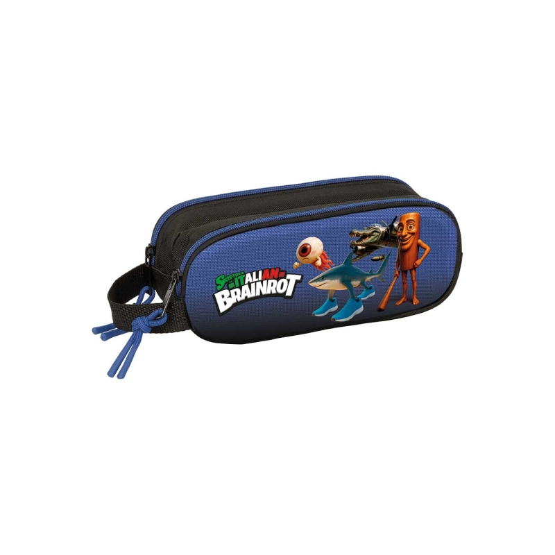 Safta Brainrot Trousse 3D 2 Compartiments Noir Bleu 1L