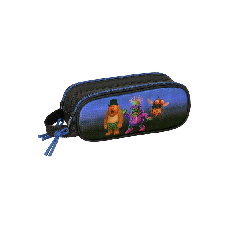 Trousse Safta Brainrot 2 compartiments noir bleu 21x8x6cm