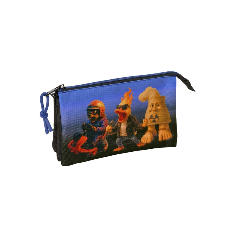 Trousse Safta Brainrot 3 compartiments noir bleu 22x12x3 cm Trousse Safta Brainrot 3 compartiments noir bleu 22x12x3 cm
