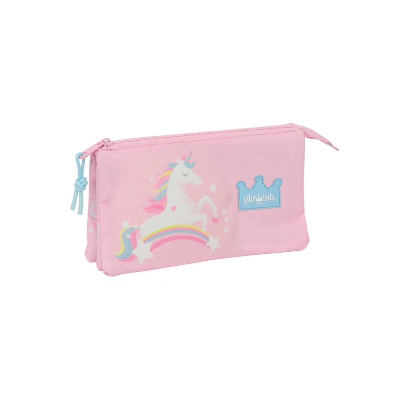 Trousse enfant 3 compartiments Safta Glowlab rose 0,6L