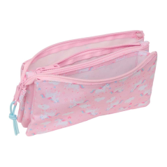 Trousse rose trois compartiments zip