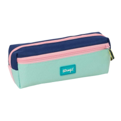 Trousse 3 compartiments Mr. Wonderful turquoise 22x8,5x6 cm