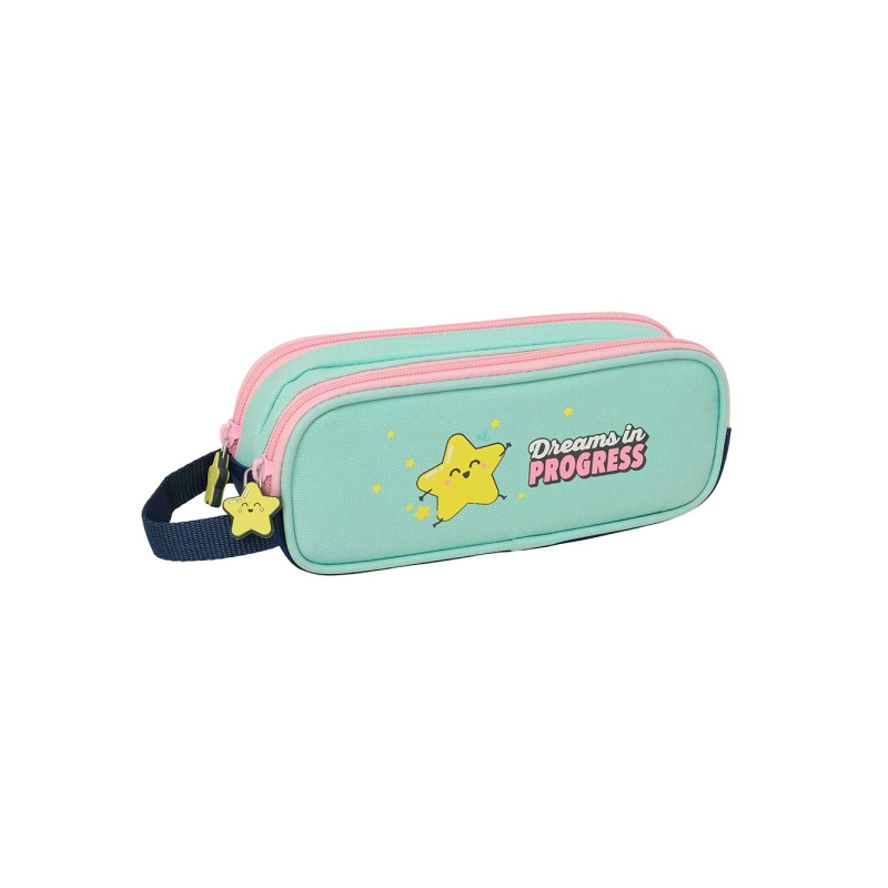 Trousse 2 compartiments turquoise clair 21x8x6cm 1L