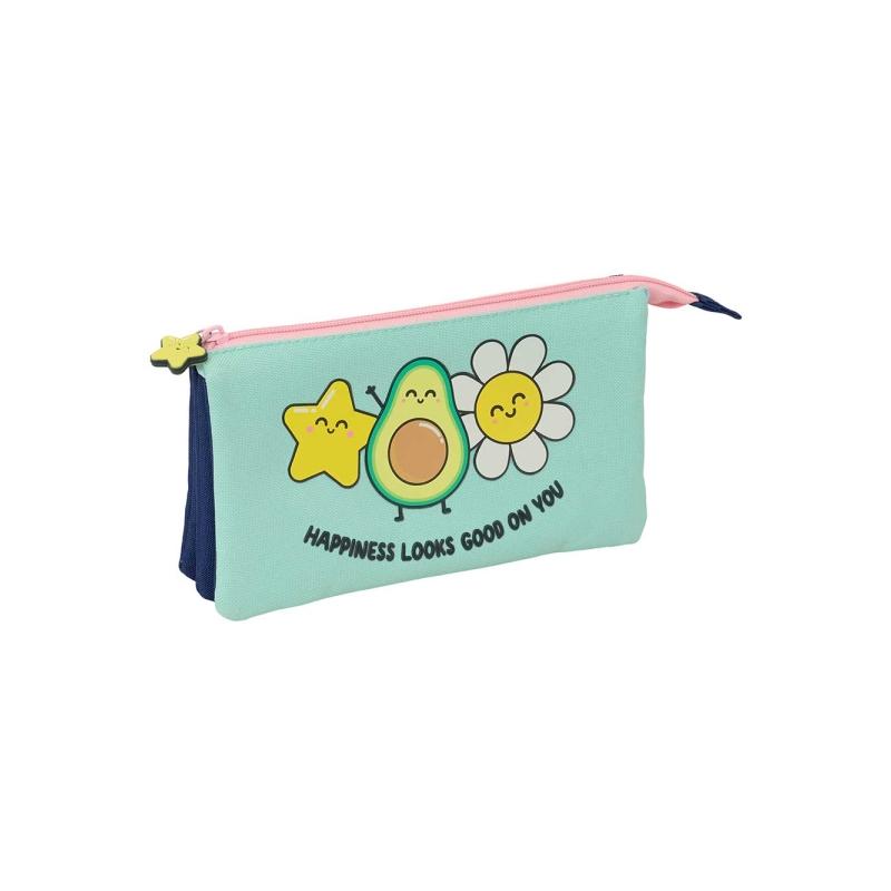 Trousse 3 compartiments turquoise clair 22x12x3cm Mr. Wonderful