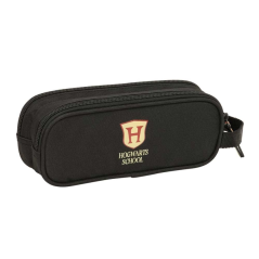 Trousse Harry Potter Hogwarts — 2 compartiments, noir et rouge, 21 × 8 × 6 cm