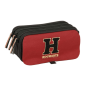 Trousse Harry Potter Poudlard à 3 compartiments, noir et rouge