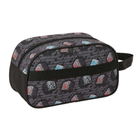 Trousse de toilette Minecraft Graffiti grise 26 x 15 x 12 cm, adaptable à un chariot