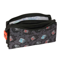 Trousse Minecraft grise trois compartiments
