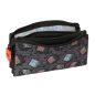 Trousse Minecraft Graffiti 3 compartiments gris 22x12x3 cm