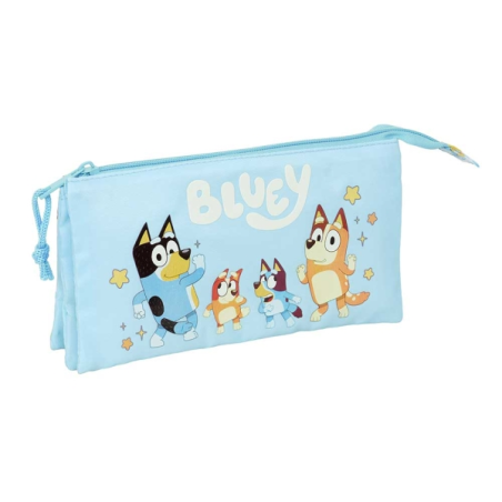 Trousse bleu pastel trois compartiments