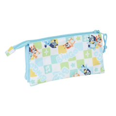 Trousse 3 compartiments Safta Bluey bleu pastel 22x12x3 cm