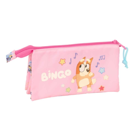 Trousse 3 compartiments Bluey Dance rose 22x12x3 cm