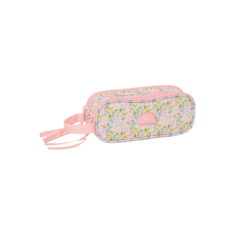 Trousse Safta VMB 2 compartiments zippés rose 210x60x80 mm