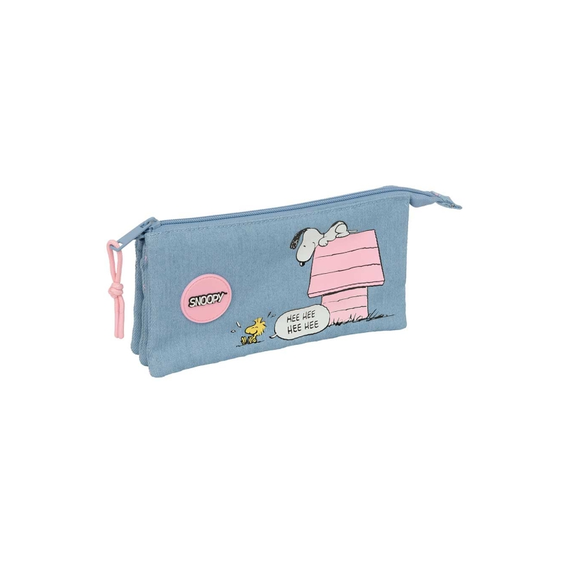 Trousse Snoopy Safta bleue 0,6L avec poche intérieure
