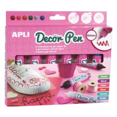 ✅ Boite de 6 Marqueurs gel Apli 3D pailletée couleur Plusieurs couleurs en stock
