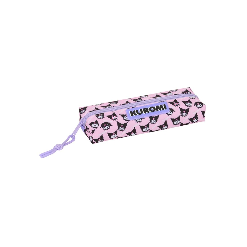 Trousse rectangulaire Kuromi Safta rose 22x4x7 cm zip élastique