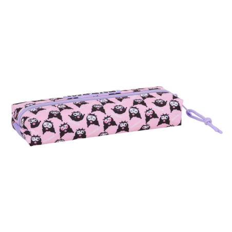 Trousse rectangulaire Kuromi Safta rose 22x4x7 cm zip élastique