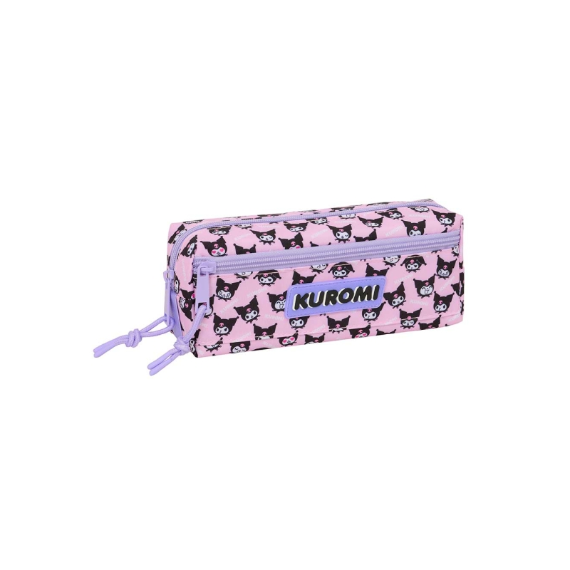 Trousse Kuromi 3 compartiments rose 22x8,5x6 cm