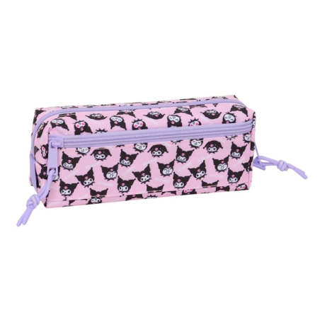 Trousse Kuromi 3 compartiments rose 22x8,5x6 cm