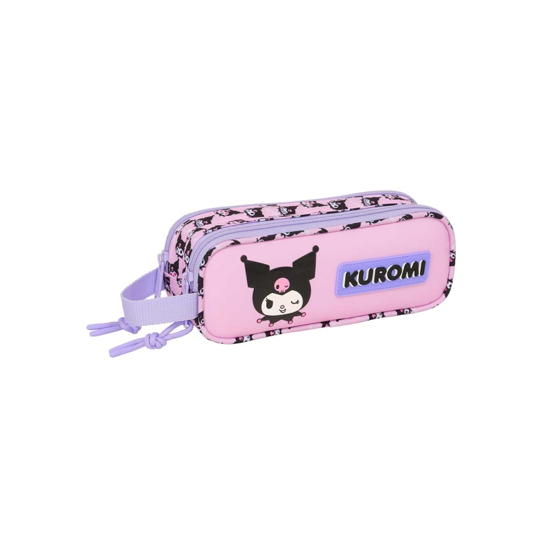 Trousse Kuromi 2 compartiments rose 21x8x6cm 1L
