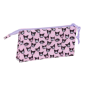 Trousse Kuromi 3 compartiments zippés rose 22x12x3 cm
