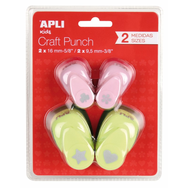 Apli Pack 4 Perfos Assortis - Étoile, Coeur, Trèfle, Fleur - Haute Qualité - Papier, Carton - Dépôt Papier - Déco (lot de 4)