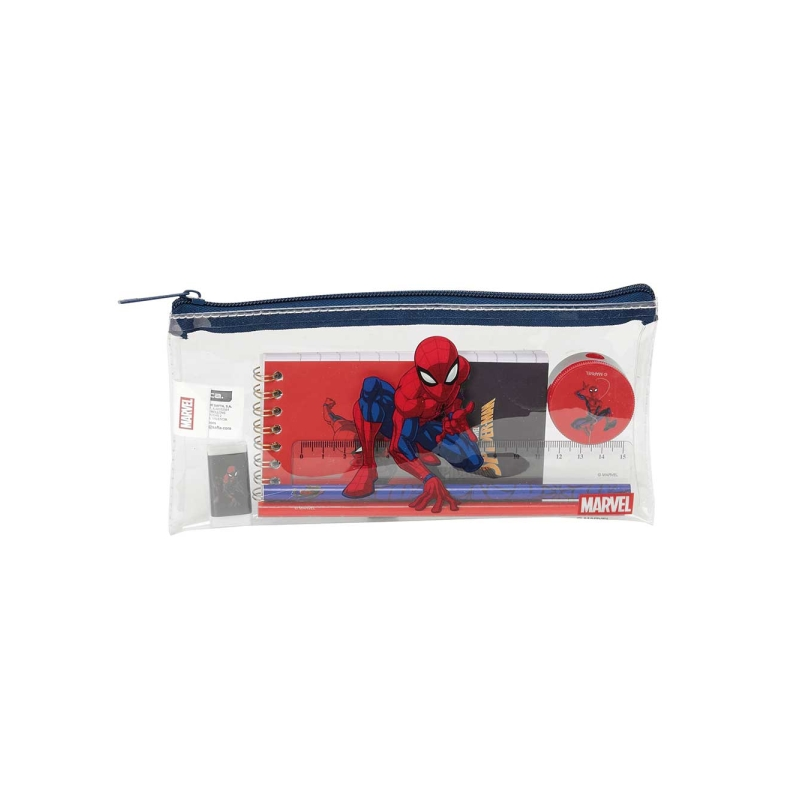 Trousse Spider-Man avec accessoires bleu transparent 22,5 cm