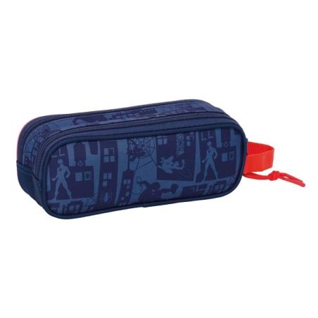 Trousse Spider-Man 2 compartiments bleu marine 210x60x80 mm