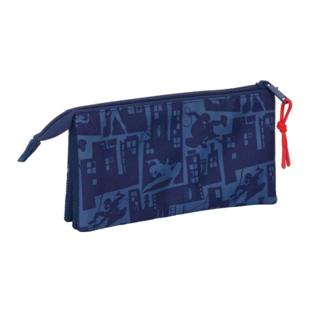 Trousse Spider-Man 3 compartiments bleu marine 0,6L