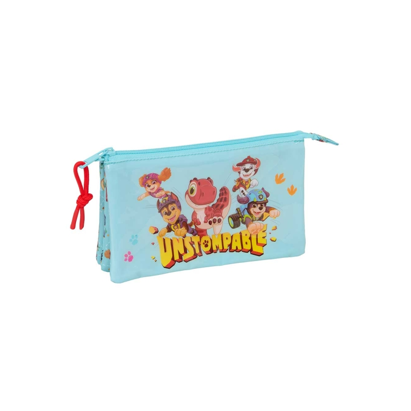 Safta Paw Patrol Dino Rescue trousse 3 compartiments bleu 22x12x3cm
