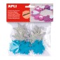 LOT de 5 Apli Adhésif Eva Formes Flocon de Neige Pailleté 22 U - Décoration de Noël - Facile à Coller - Lumineux et Accrocheur