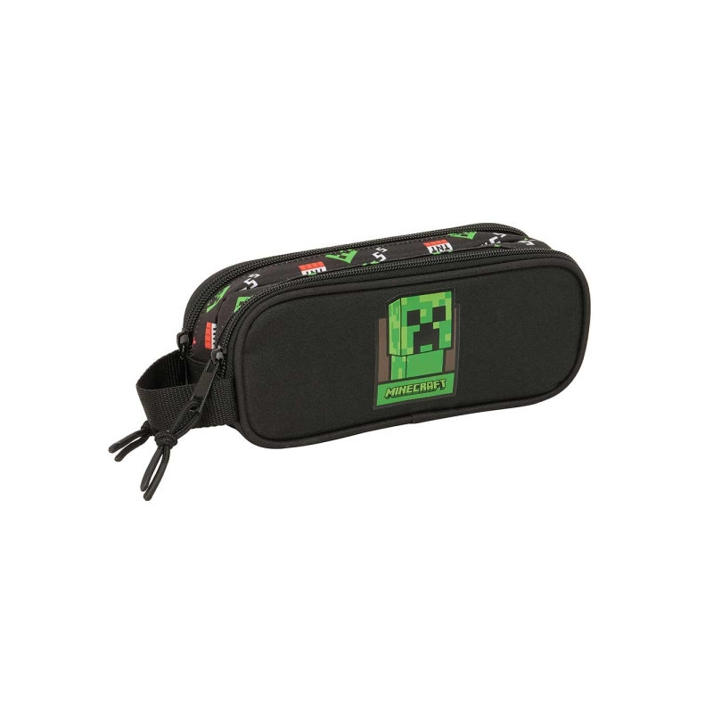 Trousse Minecraft 2 compartiments noirs 210x60x80 mm
