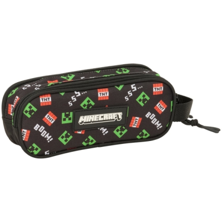 Trousse Minecraft 2 compartiments noirs 210x60x80 mm