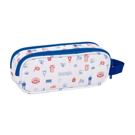 Trousse F.C. Barcelona 2 compartiments blanche 21 x 8 x 6 cm