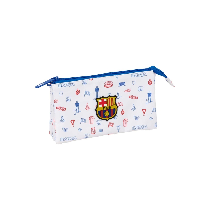 Trousse F.C. Barcelona 3 compartiments blanche 22x12x3 cm