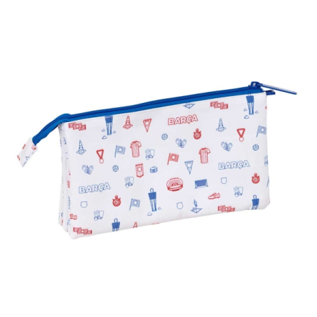 Trousse F.C. Barcelona 3 compartiments blanche 22x12x3 cm