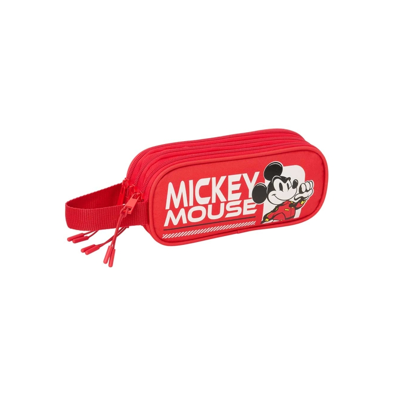 Trousse à 3 compartiments Mickey and Friends rouge 21 x 8,5 x 7 cm