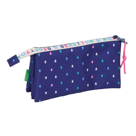 Trousse 3 compartiments Safta Benetton Drop bleu foncé 0,6L