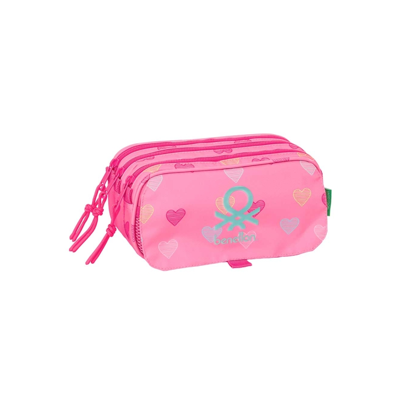 Trousse cœur Benetton 3 compartiments rose 1,72L