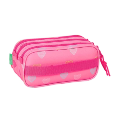 Trousse cœur Benetton 3 compartiments rose 1,72L