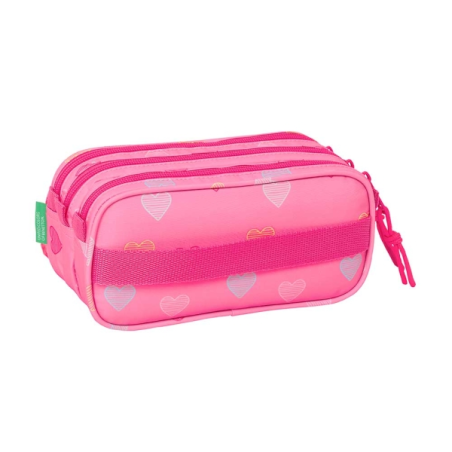 Trousse cœur Benetton 3 compartiments rose 1,72L
