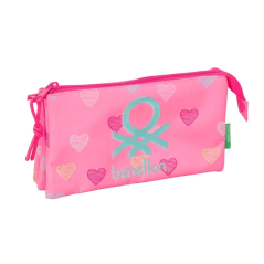 trousse cœur rose trois compartiments