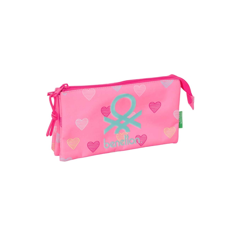 Trousse cœur Safta Benetton 3 compartiments rose 0,6L Trousse cœur Safta Benetton 3 compartiments rose 0,6L