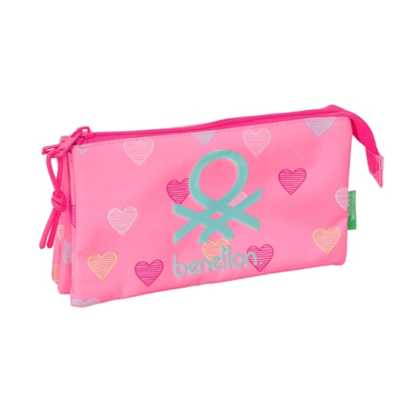 trousse cœur rose trois compartiments
