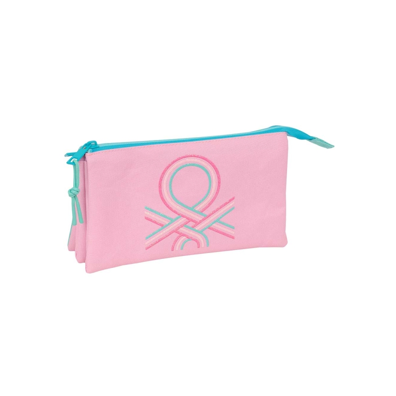 Trousse 3 compartiments Safta Benetton rose pastel 0,6L