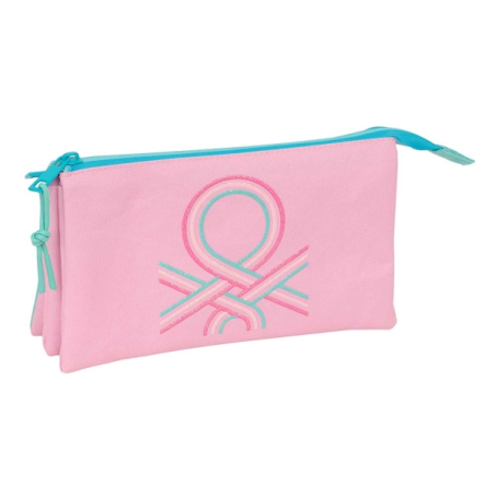 Trousse rose pastel trois compartiments