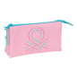 Trousse 3 compartiments Safta Benetton rose pastel 0,6L