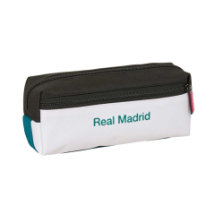 Trousse Real Madrid 26/27, 3 compartiments, noir et blanc, 22 x 8,5 x 6 cm