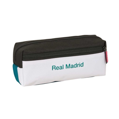 Trousse Real Madrid 26/27, 3 compartiments, noir et blanc, 22 x 8,5 x 6 cm
