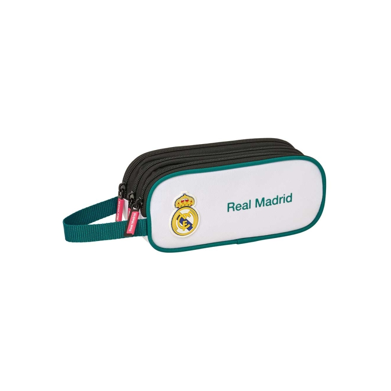 Trousse Real Madrid à 3 compartiments, noir et blanc, 21 x 8,5 x 7 cm Trousse Real Madrid à 3 compartiments, noir et blanc, 21 x 8,5 x 7 cm